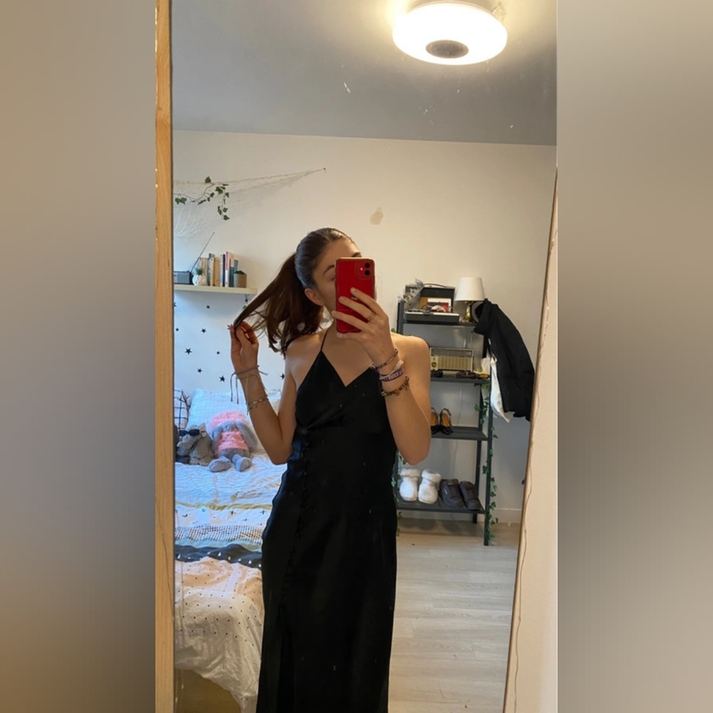 Zara Black Satin Slip Dress